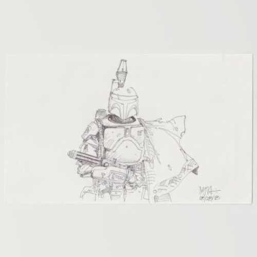 Lot # 41: Boba Fett Sketch - with Blaster