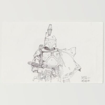 Lot # 41: Boba Fett Sketch - with Blaster