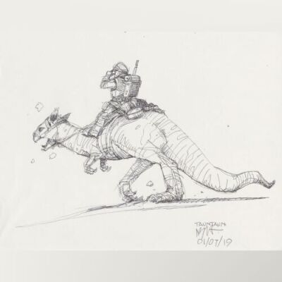 Lot # 48: Luke on Tauntaun Design Sketch