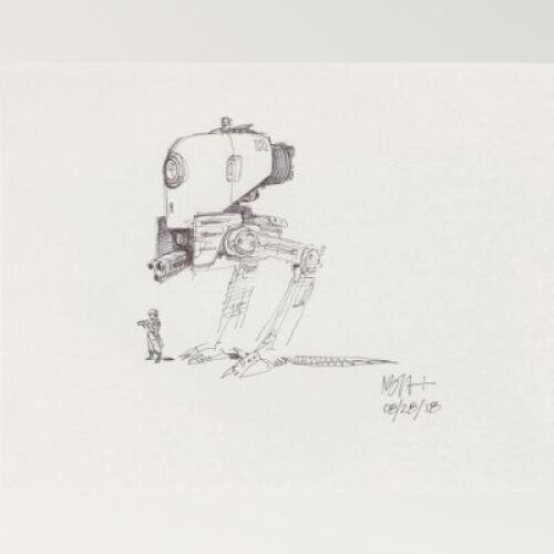 Lot # 53: Two-legged Walker Concept Sketch - with Scout
