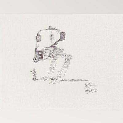 Lot # 53: Two-legged Walker Concept Sketch - with Scout