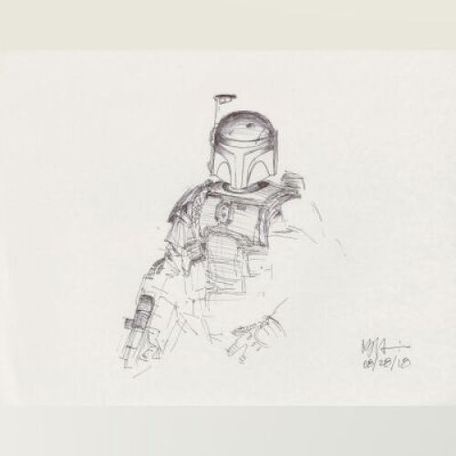 Lot # 56: Boba Fett Sketch - with Blaster