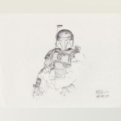 Lot # 56: Boba Fett Sketch - with Blaster