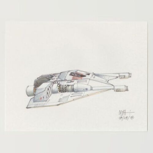 Lot # 57: Rebel Snowspeeder with Single Angular Cockpit Colored Sketch