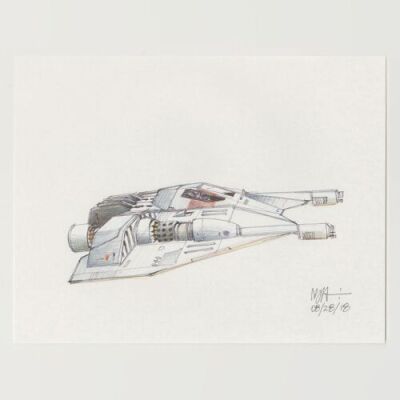 Lot # 57: Rebel Snowspeeder with Single Angular Cockpit Colored Sketch