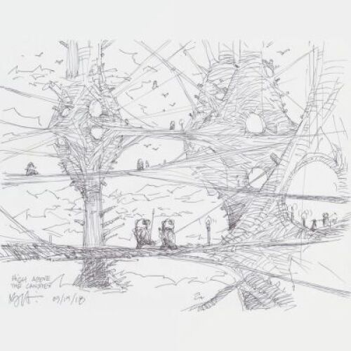 Lot # 58: Ewok Village Scene Design Sketch