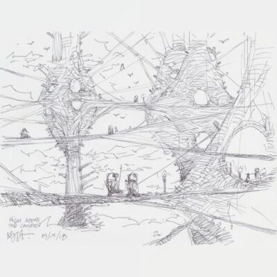 Lot # 58: Ewok Village Scene Design Sketch