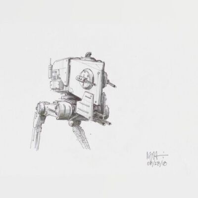 Lot # 61: Two-legged Walker Colored Sketch