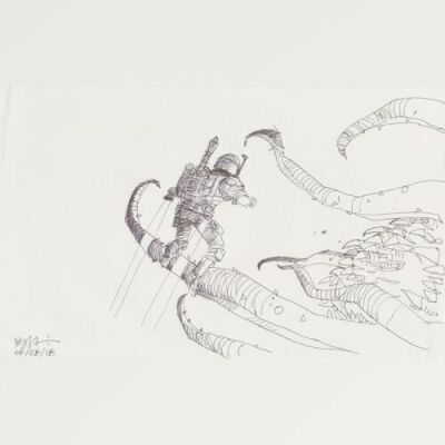 Lot # 67: Boba Fett Sketch - Sarlacc Escape