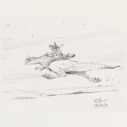 Lot # 68: Luke on Galloping Tauntaun Design Sketch