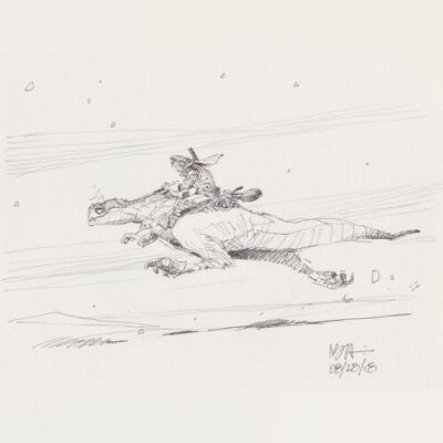 Lot # 68: Luke on Galloping Tauntaun Design Sketch