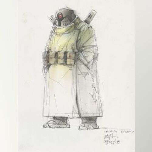 Lot # 69: Assassin Design Colored Costume Sketch
