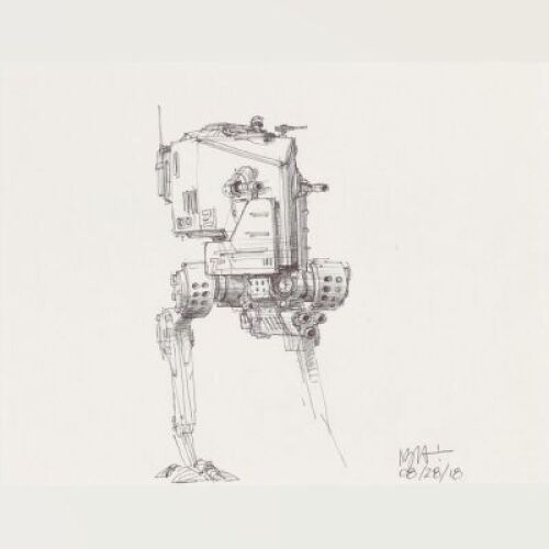 Lot # 73: Two-legged Walker Concept Sketch - with Cannon
