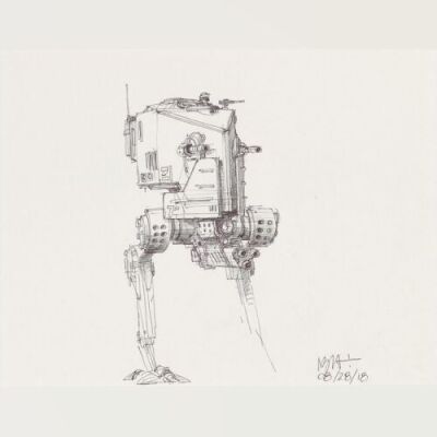 Lot # 73: Two-legged Walker Concept Sketch - with Cannon
