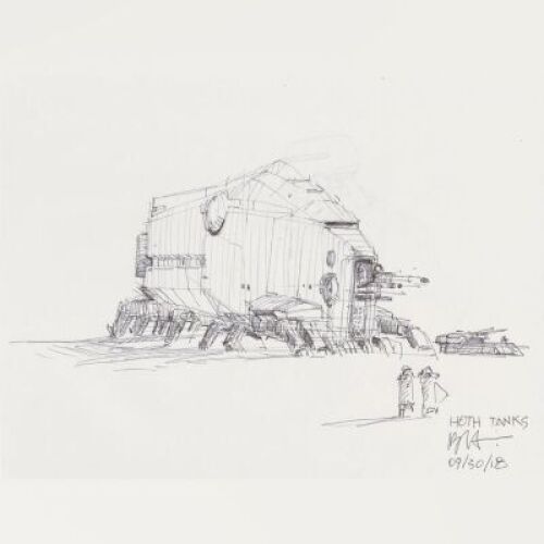 Lot # 80: Hoth Walking Tank and other craft Design Sketches