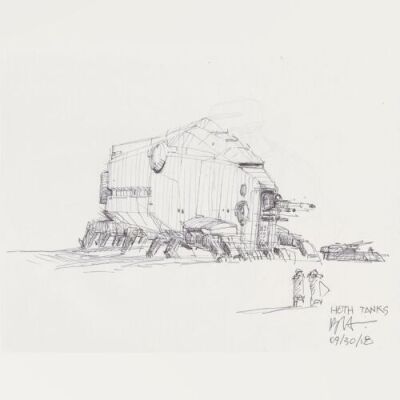 Lot # 80: Hoth Walking Tank and other craft Design Sketches