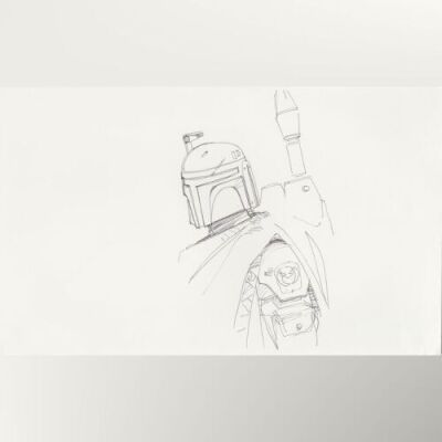 Lot # 81: Boba Fett Loose Sketch - Profile