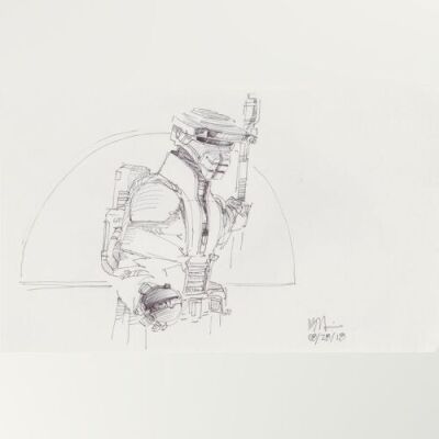 Lot # 86: Boushh Sketch - with Thermal Detonator in Doorway