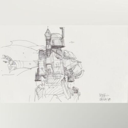 Lot # 91: Boba Fett Sketch - Costume Reverse