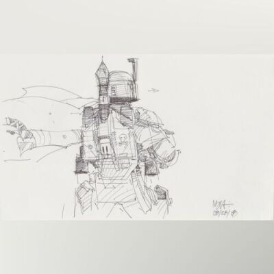 Lot # 91: Boba Fett Sketch - Costume Reverse
