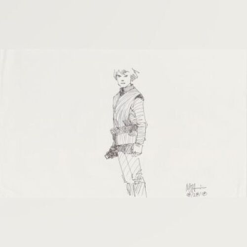 Lot # 92: Luke Skywalker Costume Sketch - Shaded