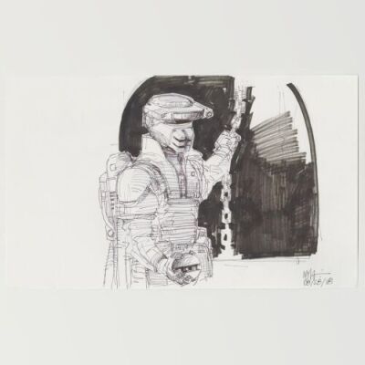 Lot # 93: Boushh Sketch - with Thermal Detonator and Chain