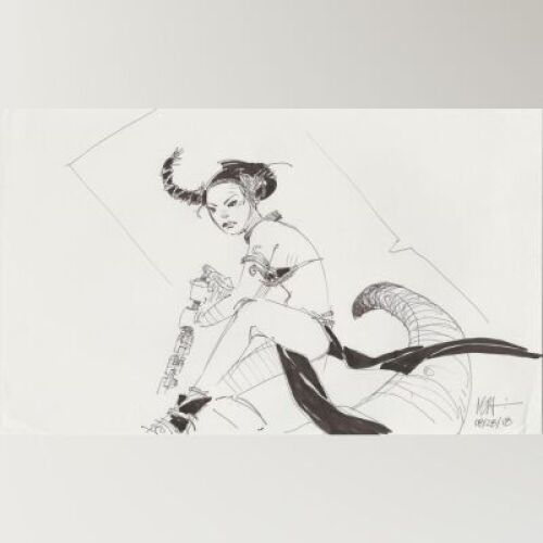 Lot # 95: Princess Leia Costume Sketch - Jabba's Dancer outfit