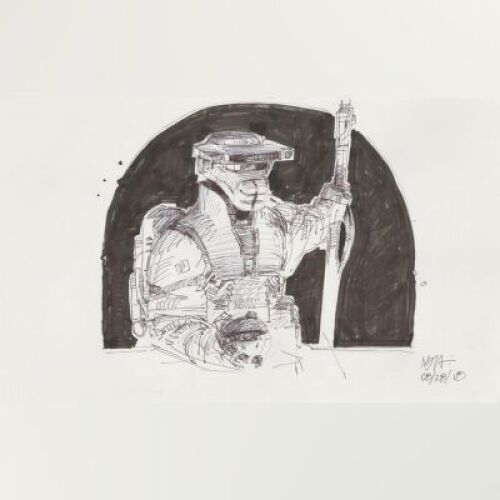Lot # 98: Boushh Sketch - with Thermal Detonator and Staff