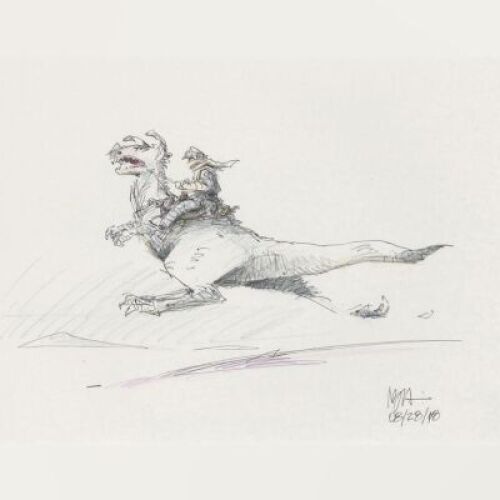 Lot # 104: Luke on Tauntaun Colored Design Sketch