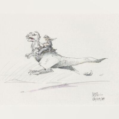 Lot # 104: Luke on Tauntaun Colored Design Sketch