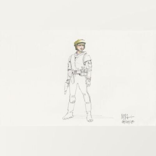 Lot # 105: Princess Leia Colored Costume Sketch - Endor helmet