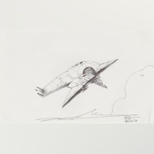 Lot # 106: Boba Fett's Slave I Sketch - Profile