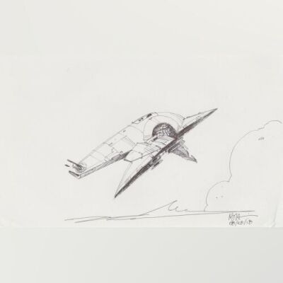 Lot # 106: Boba Fett's Slave I Sketch - Profile
