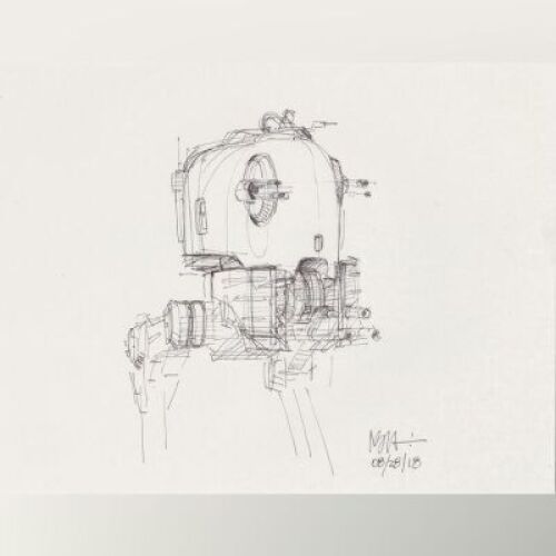 Lot # 107: Loose Two-legged Walker Cockpit Sketch