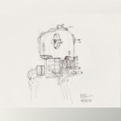 Lot # 107: Loose Two-legged Walker Cockpit Sketch