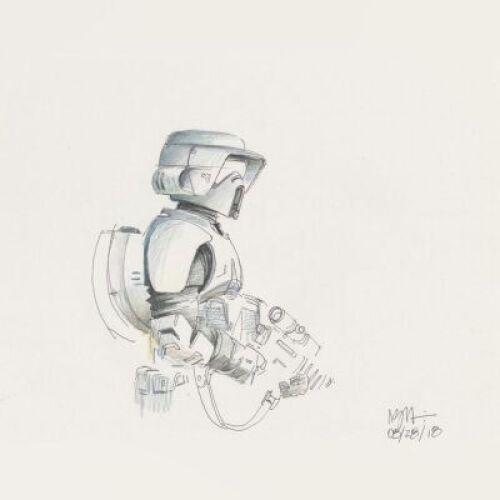Lot # 108: Scout Trooper Colored Sketch - Profile