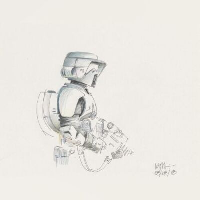 Lot # 108: Scout Trooper Colored Sketch - Profile