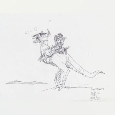 Lot # 109: Luke on Tauntaun with Binoculars Design Sketch