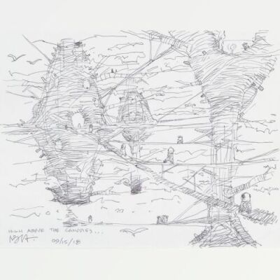 Lot # 120: Ewok Village Scene Design Sketch