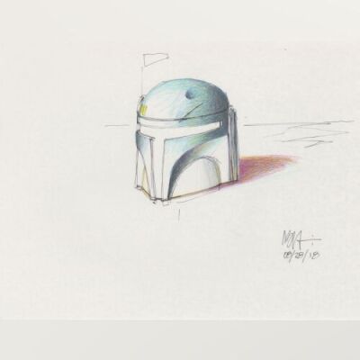Lot # 121: Boba Fett Colored Sketch - Helmet Study