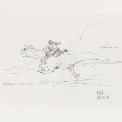 Lot # 123: Luke on Galloping Tauntaun Design Sketch