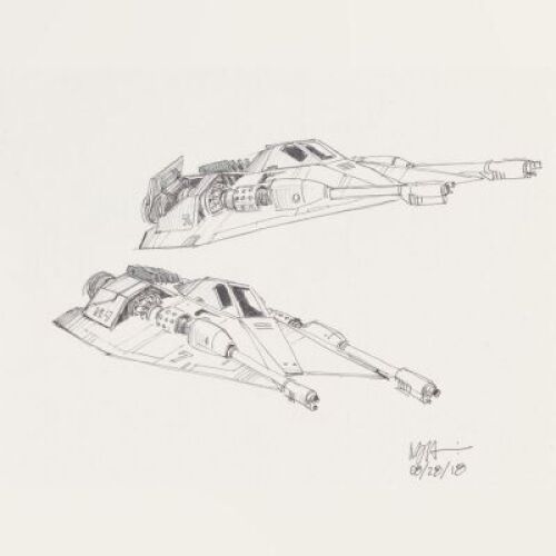 Lot # 128: Rebel Snowspeeder with Single Cockpit Sketches