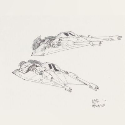 Lot # 128: Rebel Snowspeeder with Single Cockpit Sketches