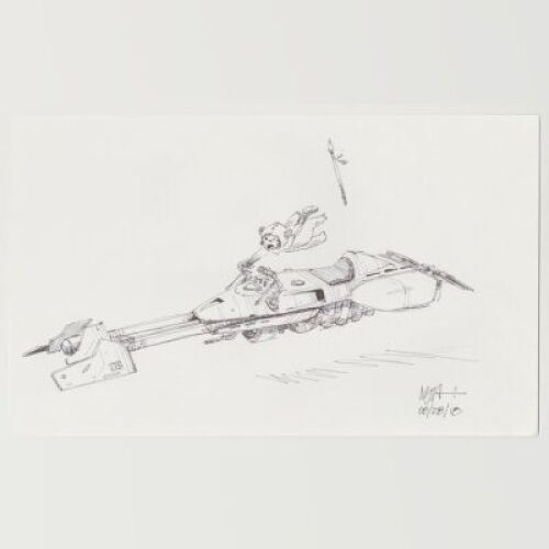 Lot # 130: Speeder Bike with Ewok Design Sketch