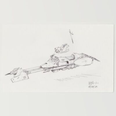 Lot # 130: Speeder Bike with Ewok Design Sketch