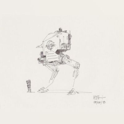 Lot # 135: Two-legged Walker Concept Sketch - with Scout
