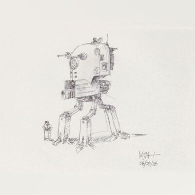 Lot # 137: Tripod Smaller Walker Concept Sketch