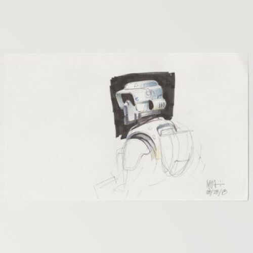 Lot # 138: Scout Trooper Colored Sketch - Helmet Detail