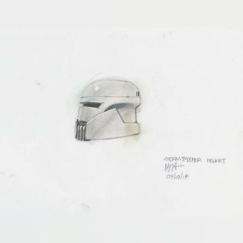 Lot # 142: Alternate Stormtrooper Helmet Colored Costume Design Sketch