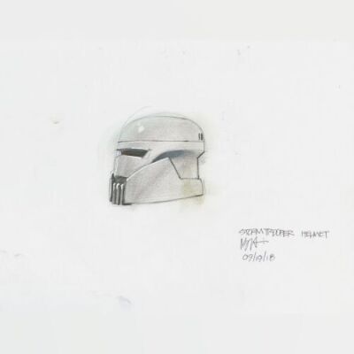 Lot # 142: Alternate Stormtrooper Helmet Colored Costume Design Sketch